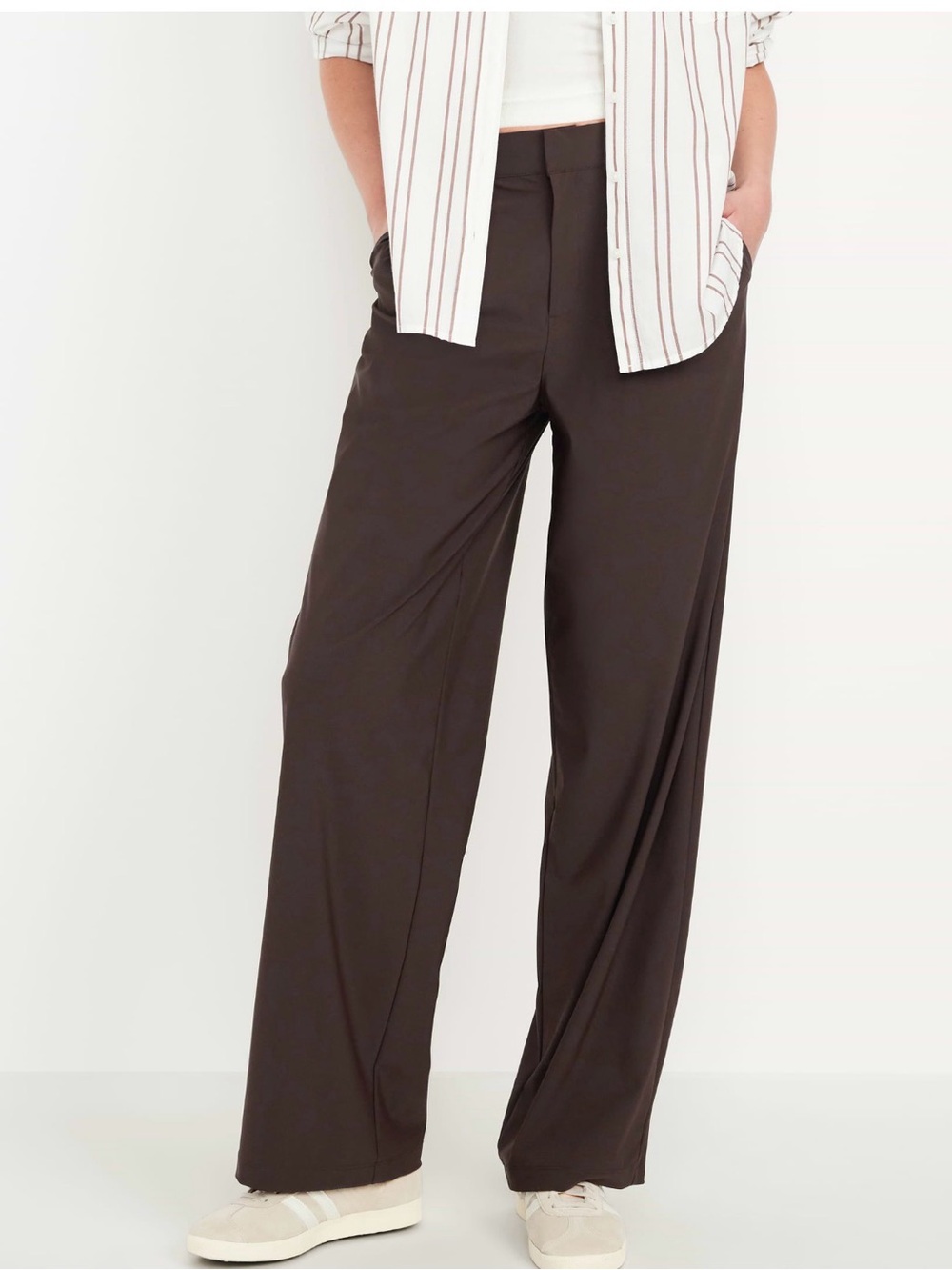Old Navy Sleektech High-waisted Trouser Pants in Dark Brown L petite